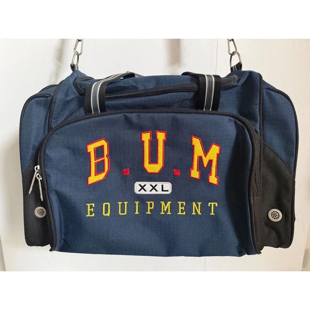 VTG B.U.M. Equipment XXL Duffel Bag Navy Blue Ripstop Nylon Travel Gym Bag